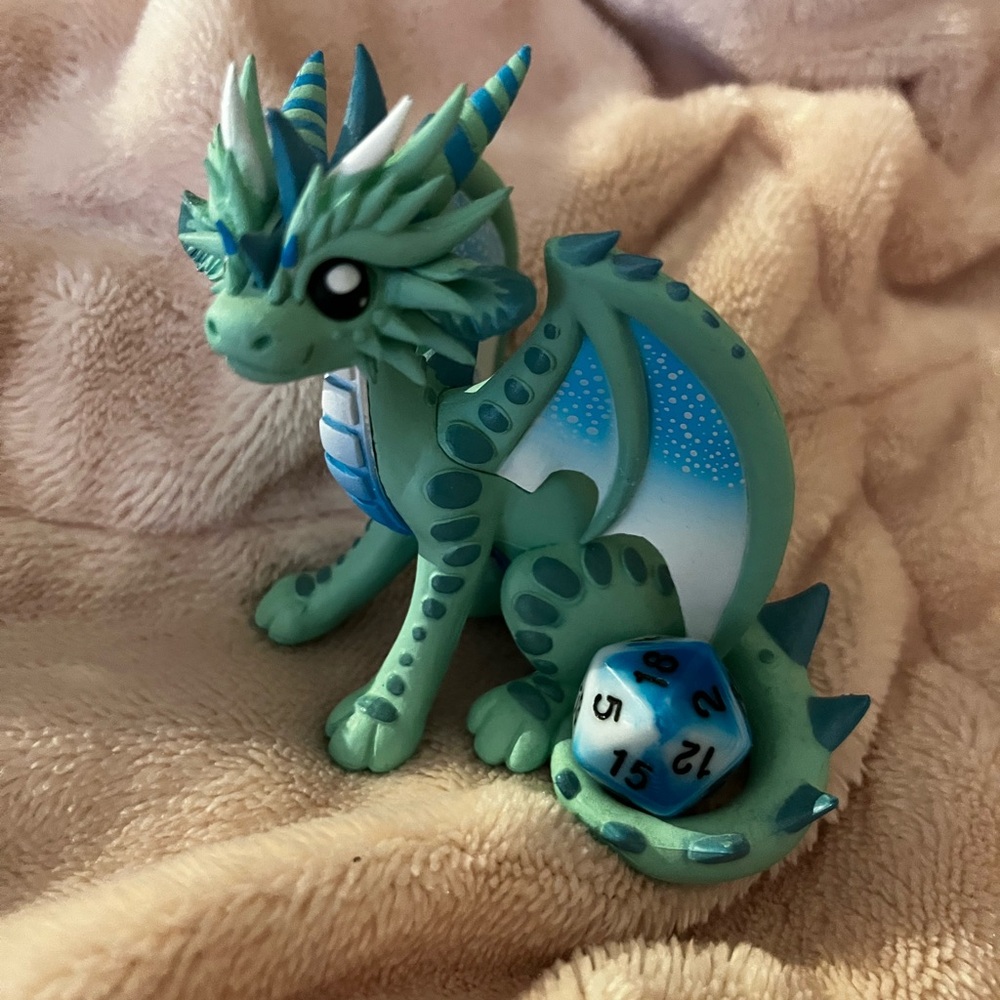 Green Dragon Figurine with Dice collectible